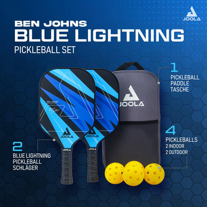 JOOLA Blue Lightning Pickleball Set – 2 Schläger, Tasche, 7-teilig