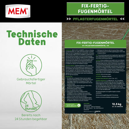 MEM Fix-Fertig-Fugenmörtel steingrau 12,5 kg, anwendungsfertig