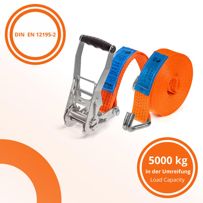 INTAKO Spanngurte mit Ratsche 6 m, 5000 kg, 4er-Set inkl. Kantenschutz