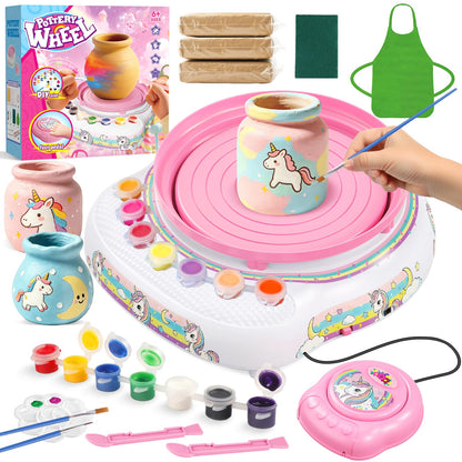 Weilim Töpferscheibe für Kinder, DIY-Töpferset mit Ton und Zubehör in Weiss