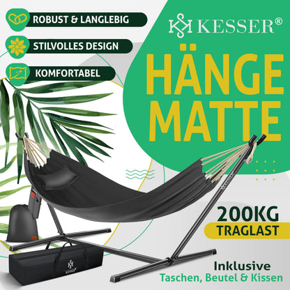 KESSER Hängematte Lake mit Gestell, 2 Personen, 200 kg, Anthrazit