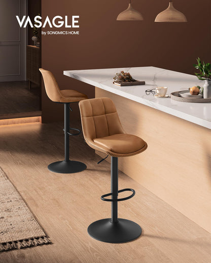 VASAGLE Barhocker 2er Set höhenverstellbar - karamellbraun LJB095K01