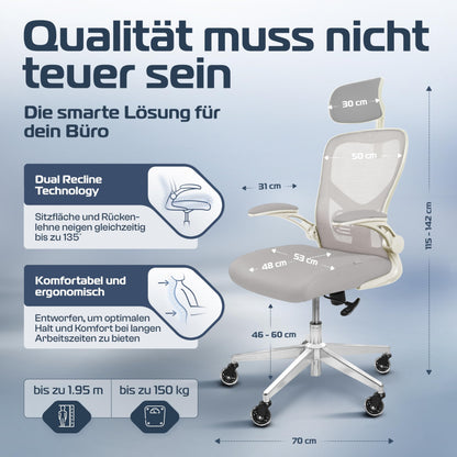 CLOUVOU SmartSeat Ergonomischer Büro- & Gaming-Stuhl 150 kg