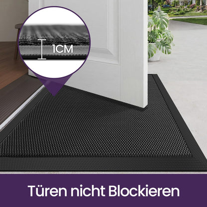 DEXI Fussmatte aussen 60x90 cm, rutschfeste Schmutzfangmatte schwarz