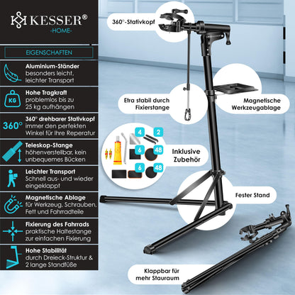 KESSER® Profi Fahrradmontageständer Alu E-Bike - Schwarz