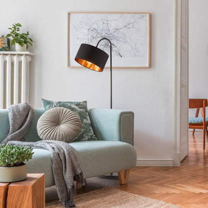 B.K.Licht Stehlampe Vintage Industrial schwenkbar – Schwarz-Gold