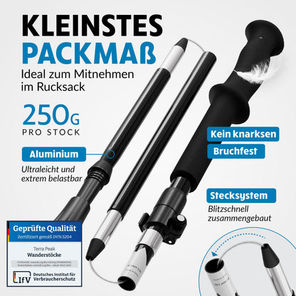 Terra Peak Wanderstöcke Teleskop Aluminium faltbar 110-135 cm