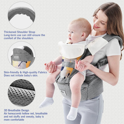 Bellababy Babytrage ergonomisch für Neugeborene und Kleinkinder Grau