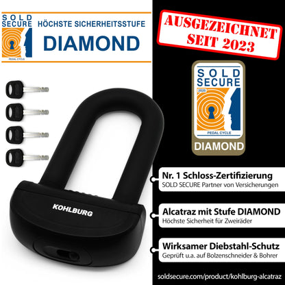 KOHLBURG Alcatraz Motorrad Sicherheits Kettenschloss - 150cm VdS