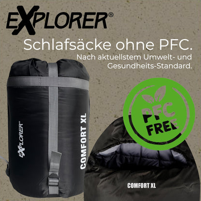 EXPLORER® Comfort XL Mumienschlafsack Winter -23°C Schwarz