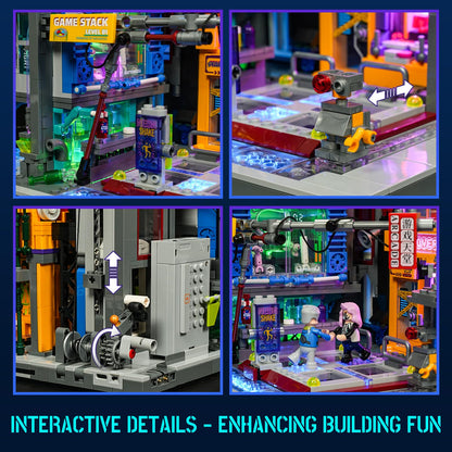 Lumibricks Cyberpunk Spielhalle Klemmbausteine Set mit 2580 Teilen