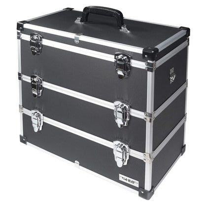 HMF 14661-02 Alu Werkzeugkoffer leer – Schwarz, 3 Etagen