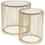 Kare Design Beistelltisch Wire (2er-Set): Gold-Messing Drahttische mit verspiegelter Platte. Als Ablage für Getränke oder Deko.