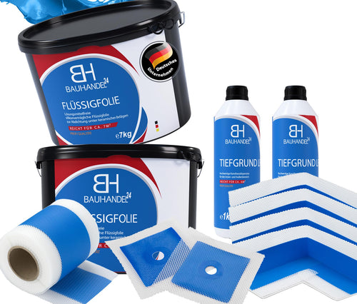 Bauhandel24 Flüssigfolie Abdichtungsset Bad Dusche - 14kg Komplett