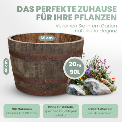 Temesso Halbes Whiskyfass aus Eiche, schottisch, natur unbehandelt