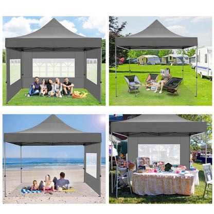 COBIZI Faltpavillon 3x3 Wasserdicht Stabil Winterfest mit Seitenwand,Pop Up Pavillon Partyzelt,Sonnenschutz Gartenpavillon,Pavillon Faltbar mit Tasche mit Rollen(3 mal 3m Grau)