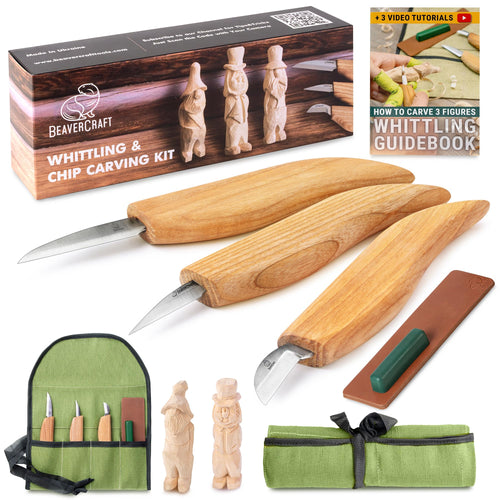 BeaverCraft Holzschnitzmesser-Set S15 – Schnitzset für Anfänger