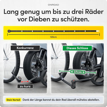 ONROAD Onlock Ultra Faltschloss 120 cm ART-zertifiziert mit Halterung