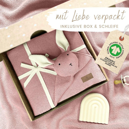 DIKOS SCHMUSE-Hase 2-in-1 Babydecke & Kuscheltuch, Altrosa