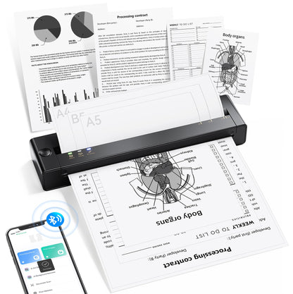 TATTMUSE Thermodrucker A28U, mobiler Bluetooth-Drucker für A4, A5 und B5