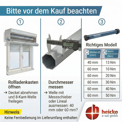 heicko Rollladenmotor B24-6020-M 20 Nm für SW60 Achtkantwelle