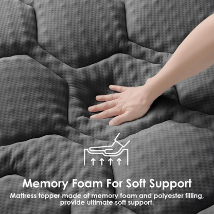 EHEYCIGA Gel Topper 160x200 cm Memory Foam Matratzentopper, Dunkelgrau
