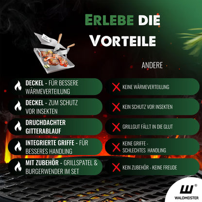 Waldmeister BruzzPlate Plancha Grillplatte Edelstahl 40x30 cm