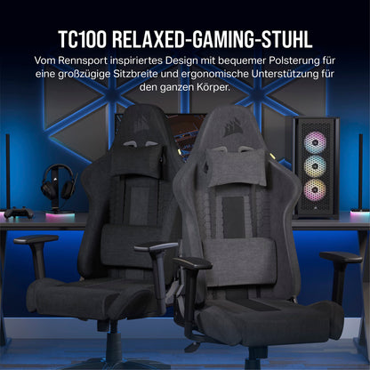 Corsair TC100 Relaxed Gaming Stuhl Stoff Grau/Schwarz