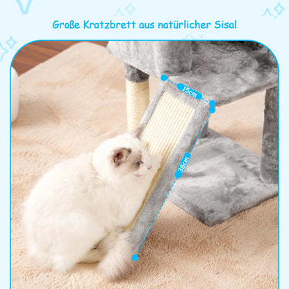 Hey-brother Kratzbaum 108 cm, Katzenbaum mit Kratzsäulen, hellgrau