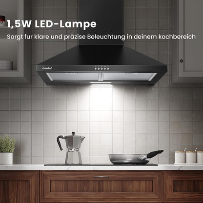 COMFEE' CHT 3.6A17B Dunstabzugshaube - 60cm Umluft/Abluft, Schwarz