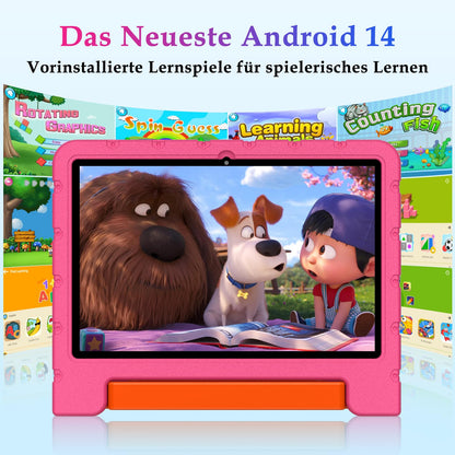ZIOVO Kinder Tablet 10 Zoll Android 14 mit EVA Hülle - Rosa