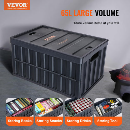 VEVOR Klappbox 65 L mit Deckel, faltbare Aufbewahrungsbox, 3er-Set