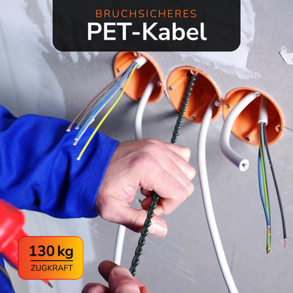 Capritool Kabeleinziehhilfe 30 m – Einziehfeder mit 5 Adaptern