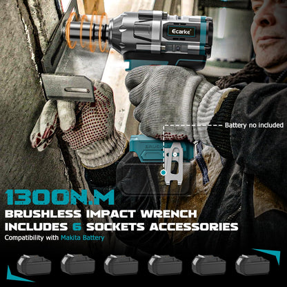 Ecarke 1300Nm Akku Schlagschrauber – Kompatibel Makita 18V, Ohne Akku