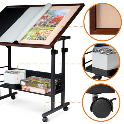 Becko Puzzle-Tisch höhenverstellbar – 1500 Teile, Braun