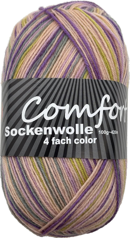 Comfort Wolle Sockenwolle Color 4-fach, 10 x 100 g bunt sortiert