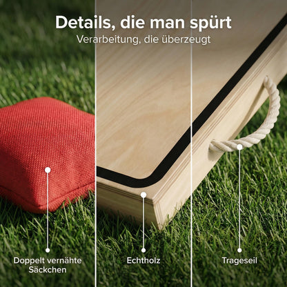 Briliantwerk Cornhole Spiel – 11-teiliges Echtholz Wurfspiel Set