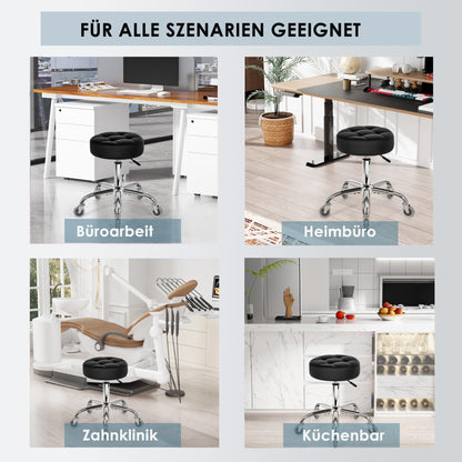 BEWISHOME Rollhocker EBYD01B – Verstell- & Drehbar, 200kg, Schwarz