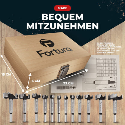 Fortura® Forstnerbohrer Holzbohrer Set – Ø10-50mm