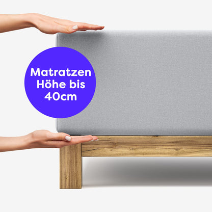 Wolkenfeld Spannbettlaken Frida 200x220–220x240 cm Jersey hellgrau