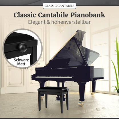 Classic Cantabile Pianobank Schwarz-matt, höhenverstellbar