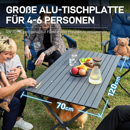 EVER ADVANCED Campingtisch Alu Klappbar - 120x70cm Dunkelgrau