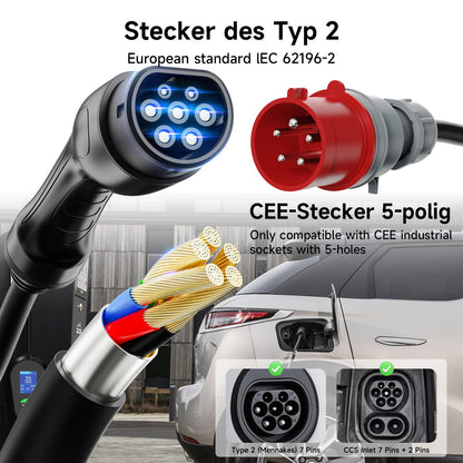 AFYEEV Mobile Wallbox 11kW Typ 2 - CEE 3-Phasig 7M