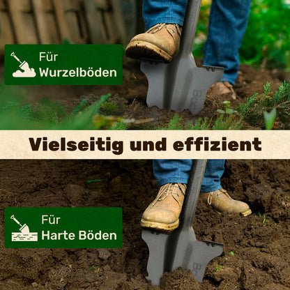 BoomDing Wurzelspaten mit Sägezahn-Handschaufel Set, Carbonstahl