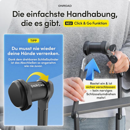ONROAD Onlock Ultra Faltschloss 120 cm ART-zertifiziert mit Halterung
