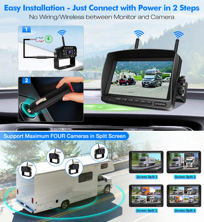 URVOLAX Rückfahrkamera System Kabellos - 7 Zoll FHD, KI