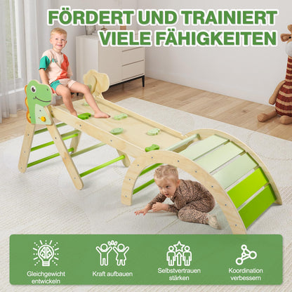 khlerox Kletterdreieck Set 7-in-1 aus Holz, faltbar, Dinosaur