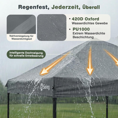 Sekey Faltpavillon 3x3 m One-Touch, wasserdicht, Grau
