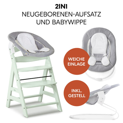 hauck Alpha+ Newborn Set Babyhochstuhl 2in1 Bouncer - Mint