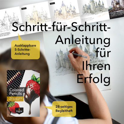 Castle Art Supplies Buntstift-Set mit 120 Stiften in Blechbox